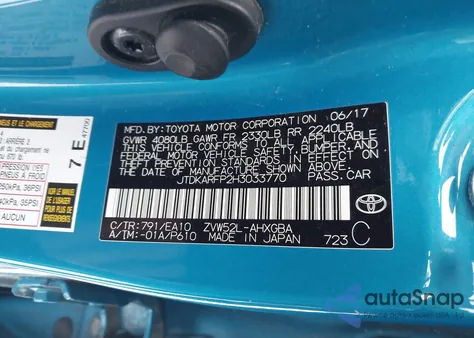 2017 Toyota Prius Prime Advanced из США, поврежденный, VIN JTDKARFP2H3033770